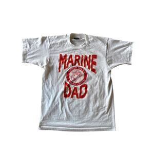 Vintage U.S. Marine Corps Marine Dad USA Made Single Stitch L White Screen Stars